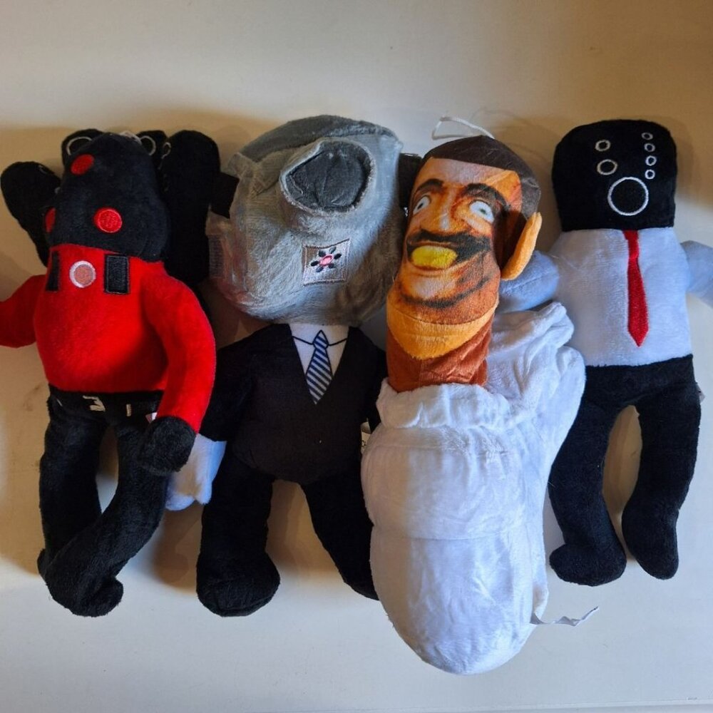 Four‎ Skibidi Toilet Plushies Monitorman TV Cartoon Figure Stuffed Toys 10 Inch
